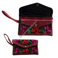 Embroidered flap cover denim purse