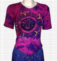 Sun design short sleeves rib cotton t-shirt 2