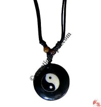Ying-Yang round bone pendant