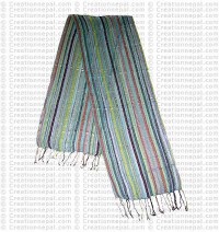 Loose knit cotton stripe scarf