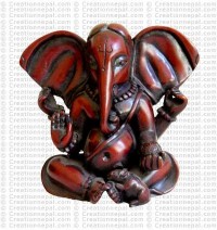 Meditating red Ganesh