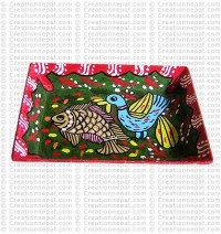 Mithila art - fish & bird small tray
