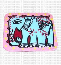Mithila painting - elephant tea-mat set of 6