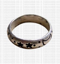 White metal space design ring