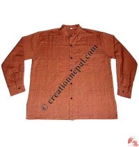 Shyama cotton round neck plain shirt-orange