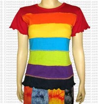 Plain Rainbow stripes short sleeves t-shirt