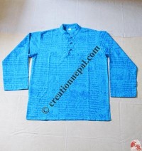 Tibetan Mantras printed cotton shirt