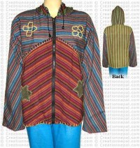 Stripes cotton hooded jacket