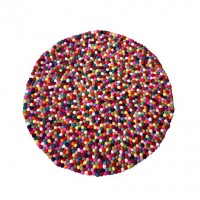 Felt balls round rug - 90 cm
