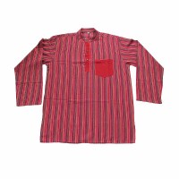 Long sleeves patch pocket adult shirt- red
