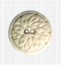 Carved round shape bone button (packet of 10)