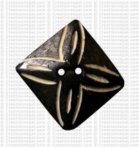 Carved square shape bone button (packet of 10)