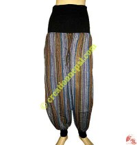 Stripes cotton ribbed elastic trouser