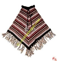 Mixed color woolen poncho