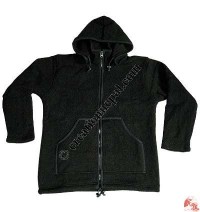 Zip-off hood woolen jacket - plain