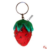 Strawberry design felt key ring