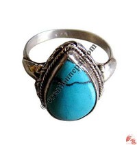 Heart shape turquoise silver finger ring 5