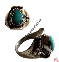 Heart shape turquoise Tibetan design finger ring