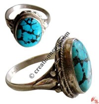 Oval shape turquoise silver finger ring18