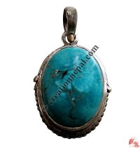 Oval shape turquoise silver pendant1
