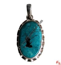 Oval shape turquoise silver pendant8