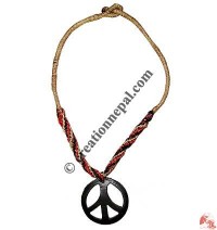 Peace sign pendant hemp necklace