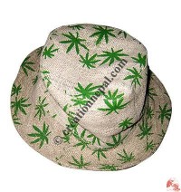 Printed hemp short brim hat