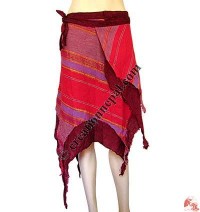 2-layer frills design cotton open wrapper skirt