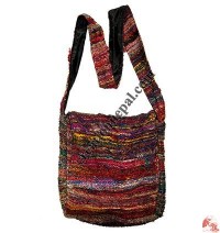 Recycled silk fine-knit flap bag