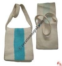 Turquoise stripe white flap bag