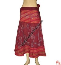 Cotton embroidered open wrapper skirt