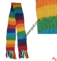 Rainbow color woolen muffler