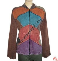 Colorful patch-work hooded jacket