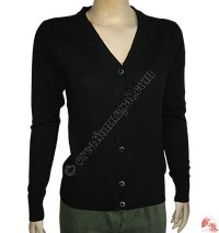 Ladies V-neck cardigan sweater1