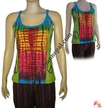 Hand embroidered razor cut tank top