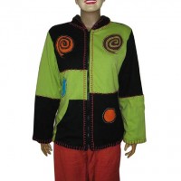 2-color patch work rib jacket