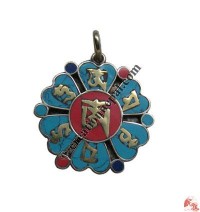 Tibetan Om mani  flower pendant
