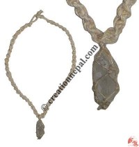Crystal stone hemp necklace