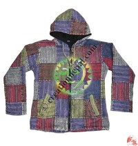 Peace print khaddar patch-work jacket