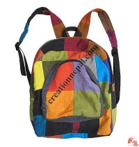 Various plain-color patch-work school bag