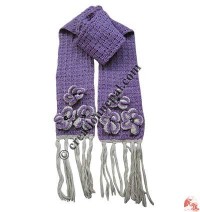 Flowers and frills woolen crochet muffler