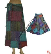 Jari cotton stone wash open long skirt