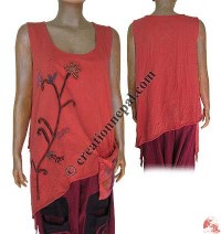Ribbed cotton funky design sleeveless top