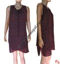 Cotton over-lock sleeveless dress top