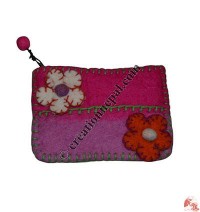 Two-color felt flower coin purse