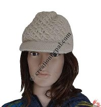 Crochet square shape net woolen hat