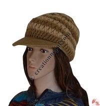 Woolen crochet stripes 2-color hat