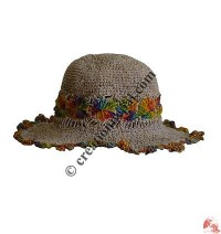 Colorful flower hemp-cotton hat