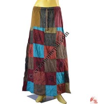 Cotton patch and print long skirt