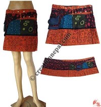Cotton printed button skirt